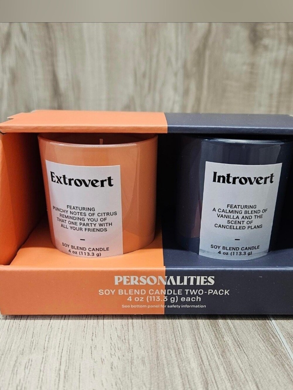 New in box! Personalities Soy Blend Candle Two-Pack - Extrovert & Introvert